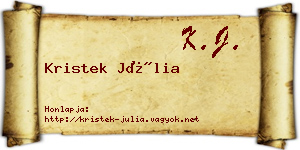 Kristek Júlia névjegykártya